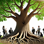 **

A diverse group of people collaboratively building a thriving green tree, symbolizing shared value creation. The tree's roots represent ethical business practices and supply chain responsibility, while its branches depict environmental sustainability, employee well-being, and community development. The sun shining brightly represents transparency and positive impact.

**