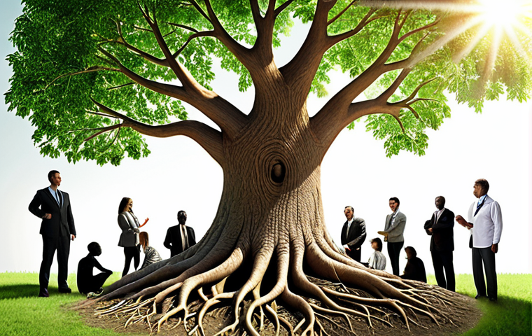 **

A diverse group of people collaboratively building a thriving green tree, symbolizing shared value creation. The tree's roots represent ethical business practices and supply chain responsibility, while its branches depict environmental sustainability, employee well-being, and community development. The sun shining brightly represents transparency and positive impact.

**