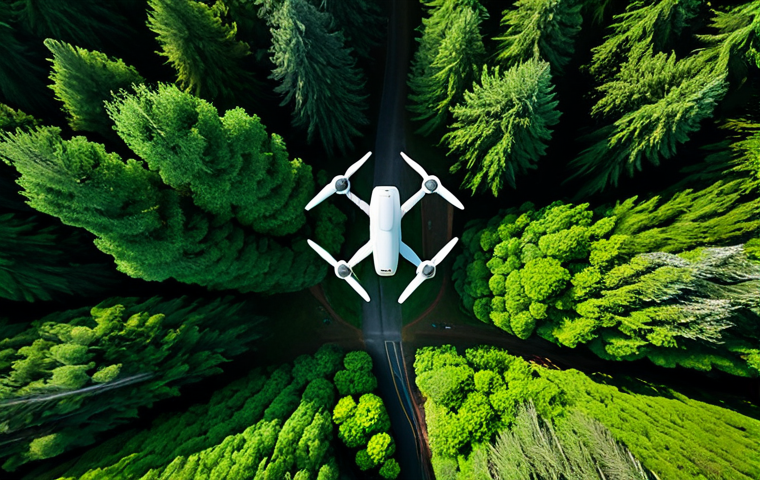환경학 연구의 최신 동향 - **Prompt:** Drone flying over a lush green forest, capturing aerial footage of healthy trees and veg...