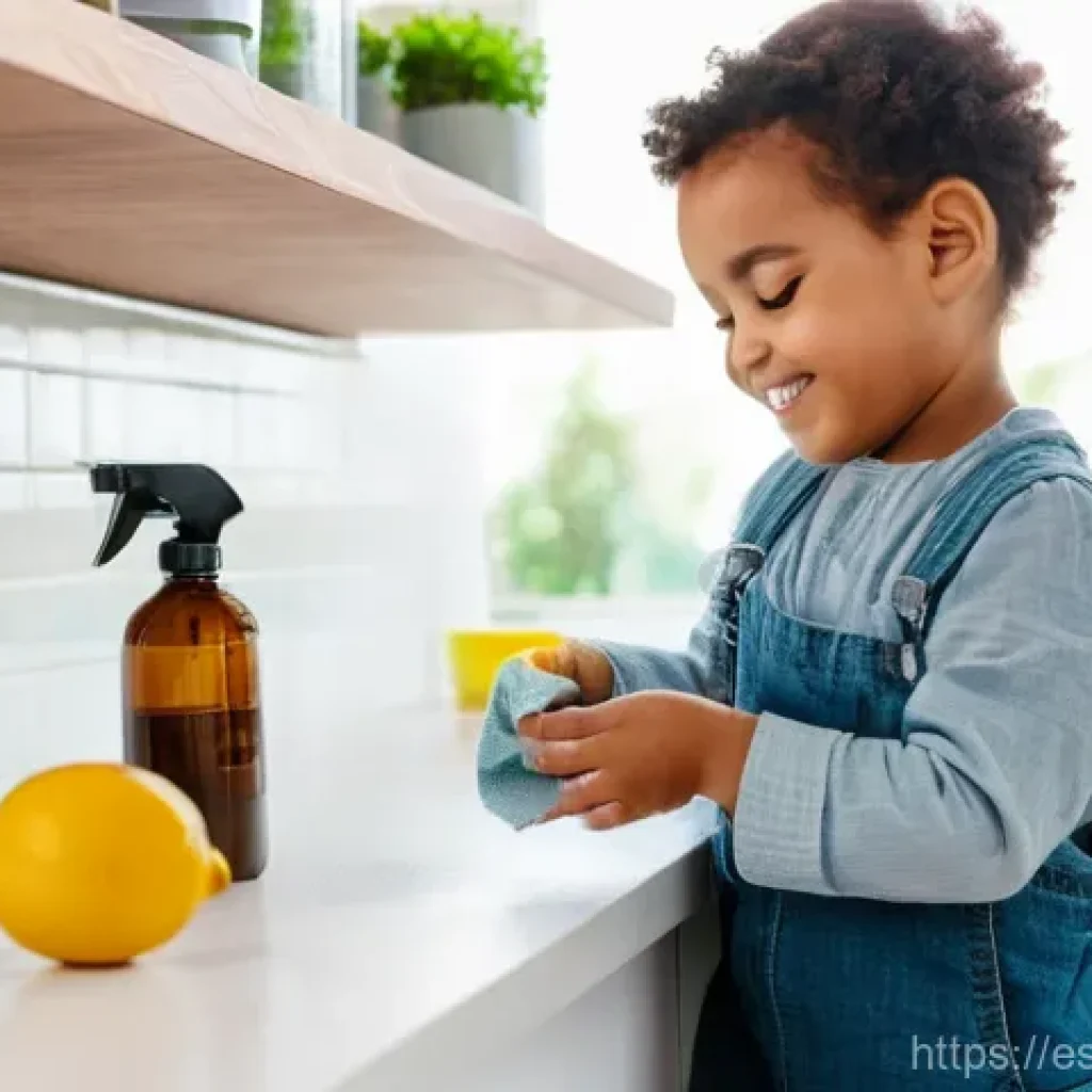 친환경 제품과 서비스 - **A Serene Eco-Friendly Home Cleaning Moment**
    A bright, inviting kitchen flooded with natural l...