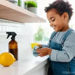 친환경 제품과 서비스 - **A Serene Eco-Friendly Home Cleaning Moment**
    A bright, inviting kitchen flooded with natural l...