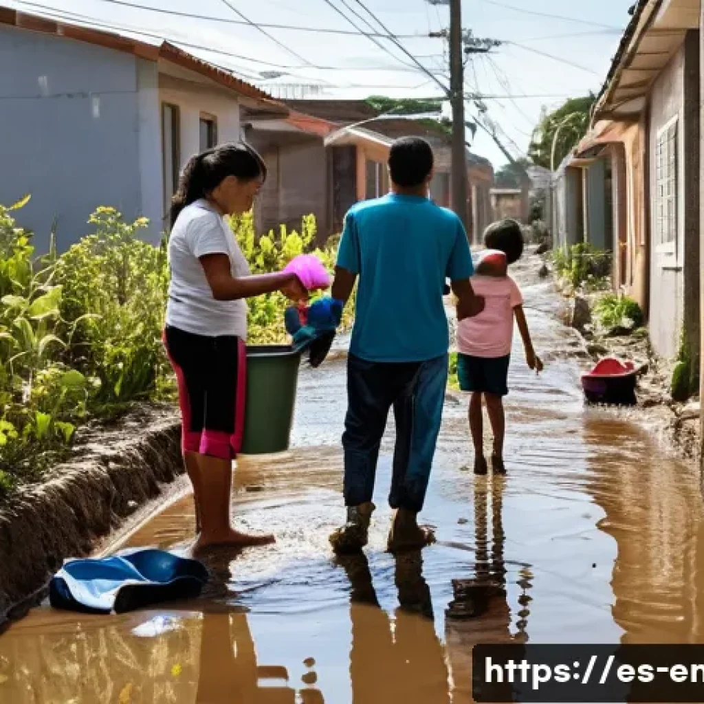 기후 변화로 인한 자연재해 - **Prompt 1: Aftermath of a Flood – Community Resilience**
    "A scene depicting the aftermath of a ...
